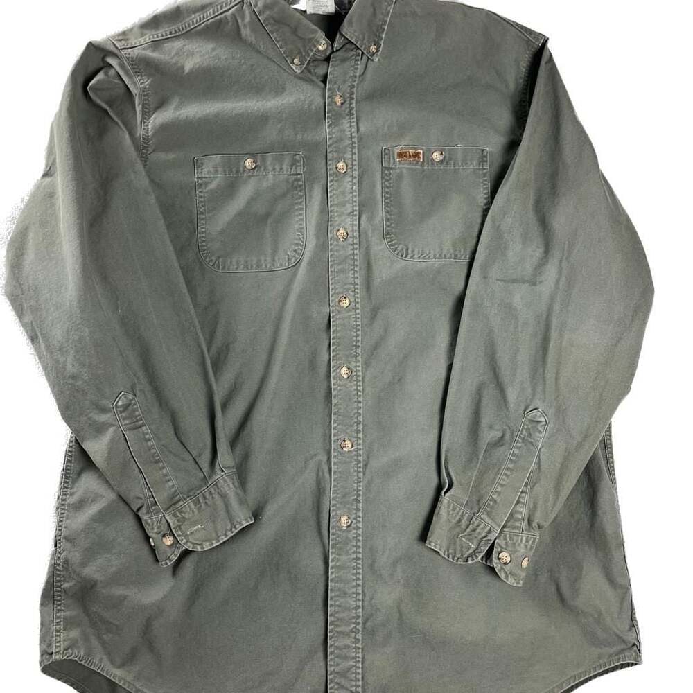 Carhartt‎ Olive Green Cotton Workwear Button Down Shirt XL Tall